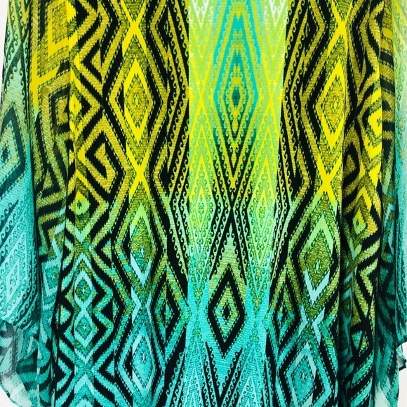 Style & Co Women's Plus Size Tunic Size 3X Green Diamond Flowy Drape Wide Sleeve - Picture 8 of 9